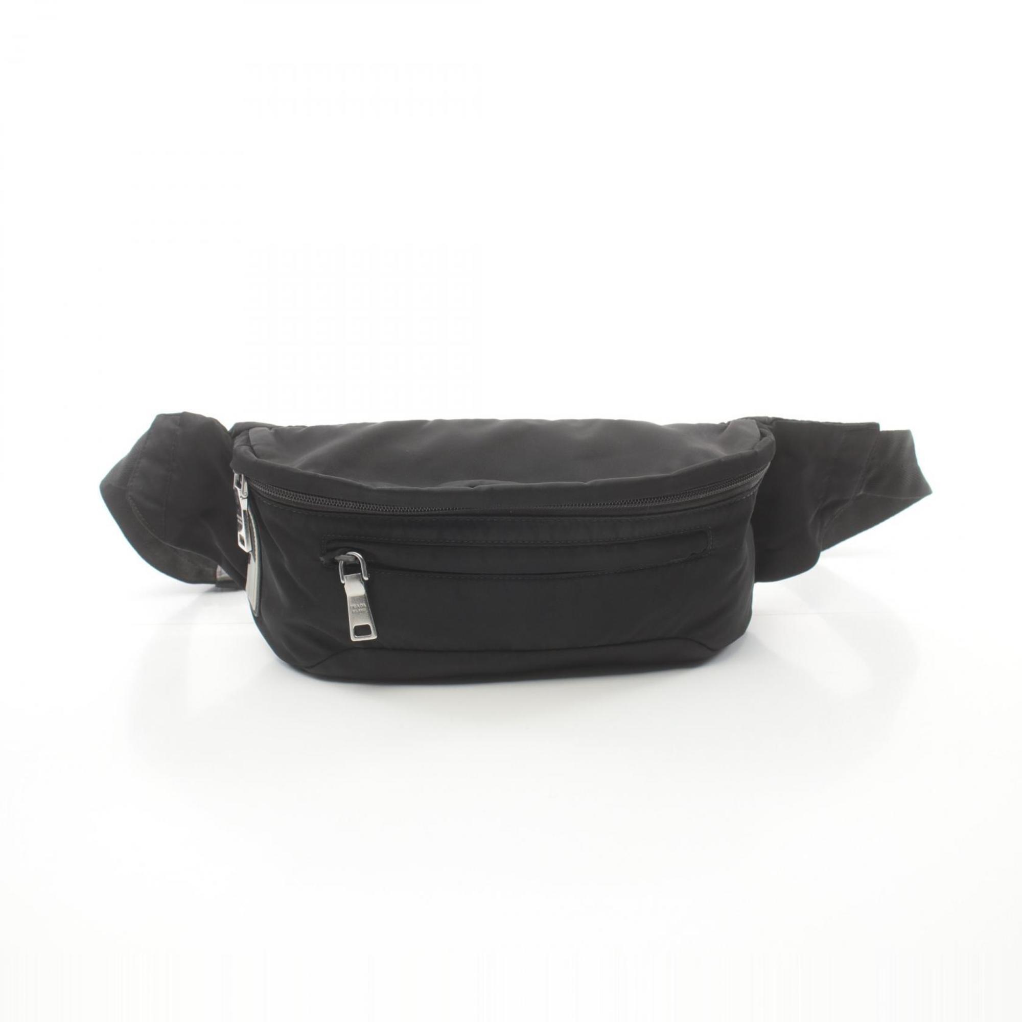 PRADA TESSUTO Waist Bag, Body Nylon, Men's, Women's, Black, 2VL008