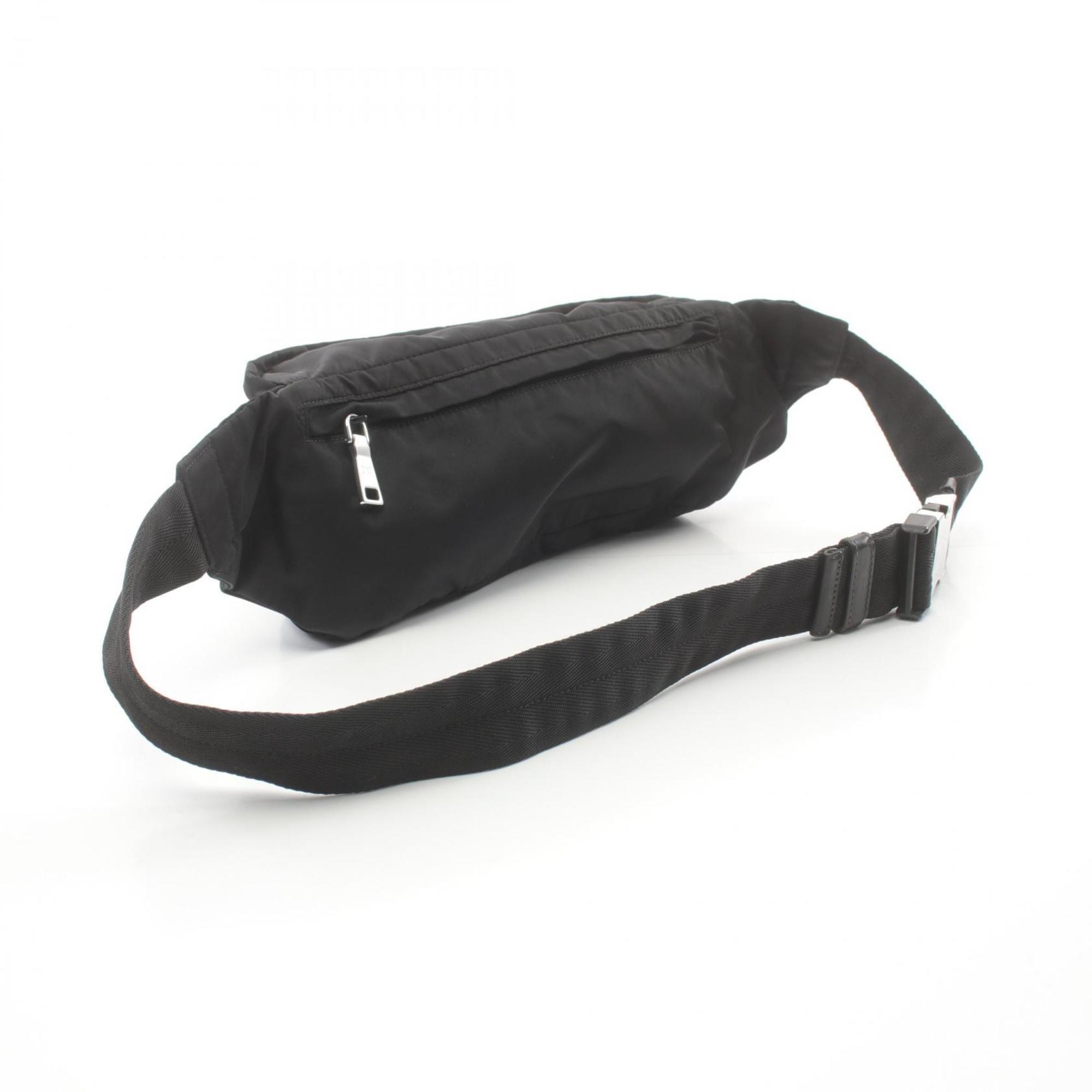 PRADA TESSUTO Waist Bag, Body Nylon, Men's, Women's, Black, 2VL008