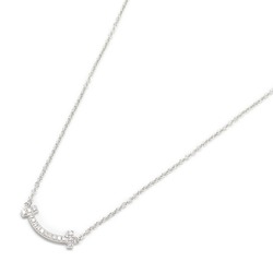 Tiffany & Co. T Smile Diamond Necklace, K18WG (White Gold), Diamond, Women's, Clear