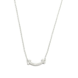 Tiffany & Co. T Smile Diamond Necklace, K18WG (White Gold), Diamond, Women's, Clear