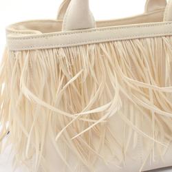 PRADA CANAPA Plume Tote Bag Canvas Feather Women's White 1BG439