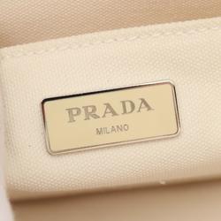 PRADA CANAPA Plume Tote Bag Canvas Feather Women's White 1BG439