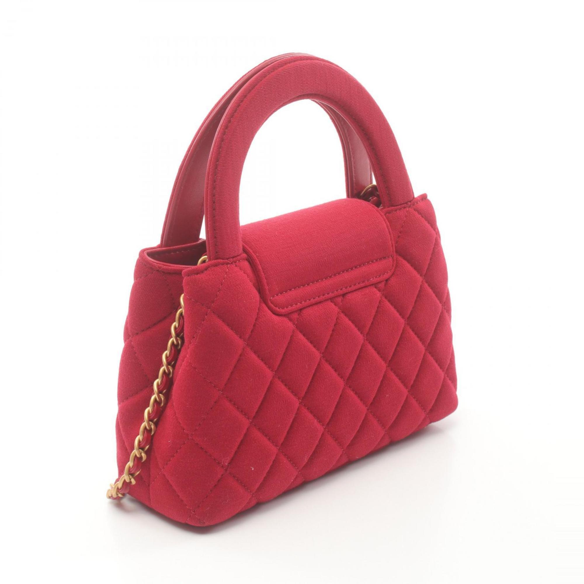 CHANEL Matelasse Handbag Bag Canvas Women's Red