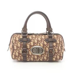 Christian Dior Dior Trotter Handbag Bag Canvas Leather Women's Beige Brown