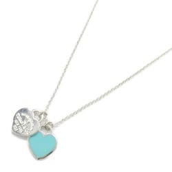 Tiffany & Co. RTT Double Heart Tag Pendant 1PD Necklace Silver 925 Diamond Women's Clear