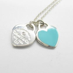 Tiffany & Co. RTT Double Heart Tag Pendant 1PD Necklace Silver 925 Diamond Women's Clear