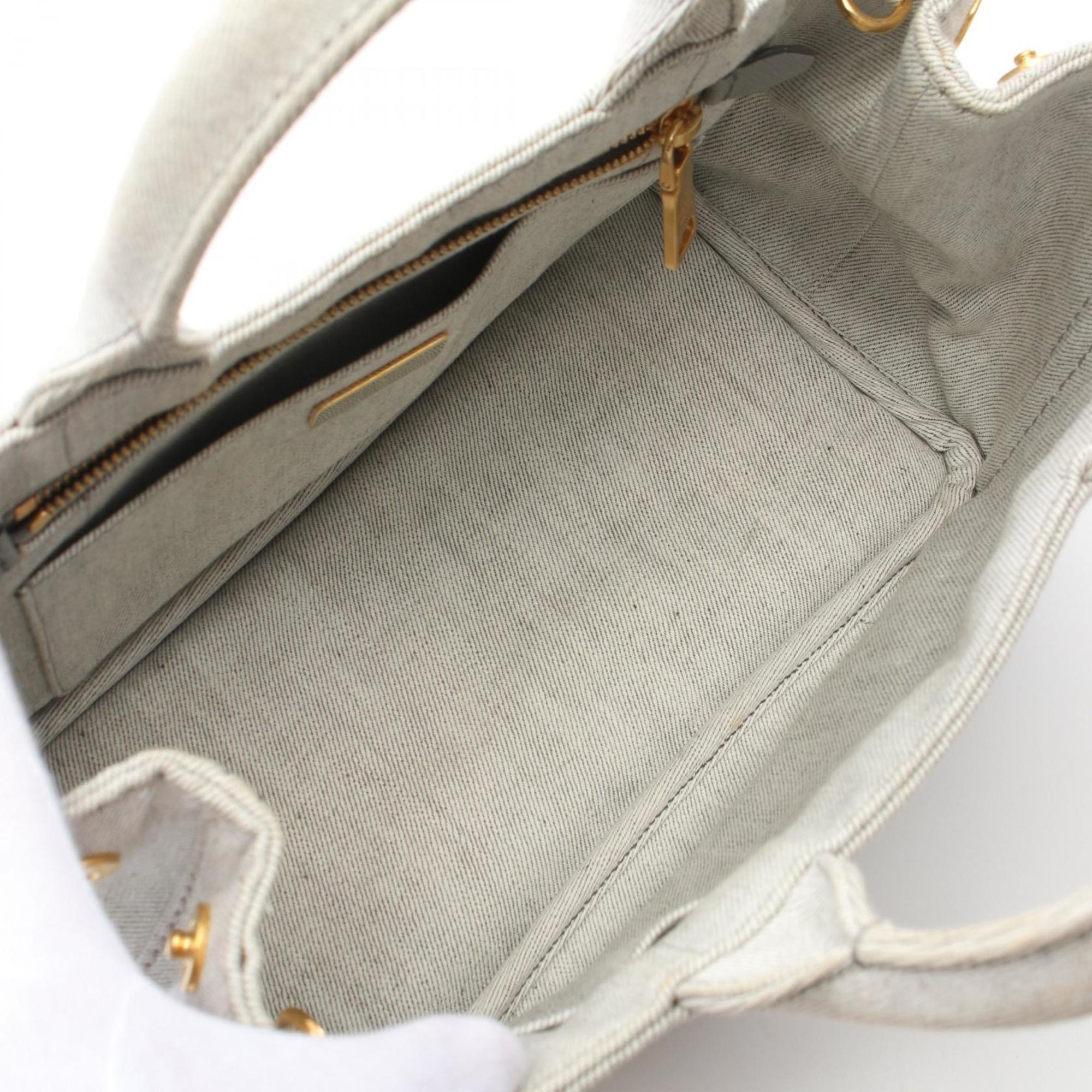 PRADA CANAPA Tote Bag Canvas Women's Grey 1BG439