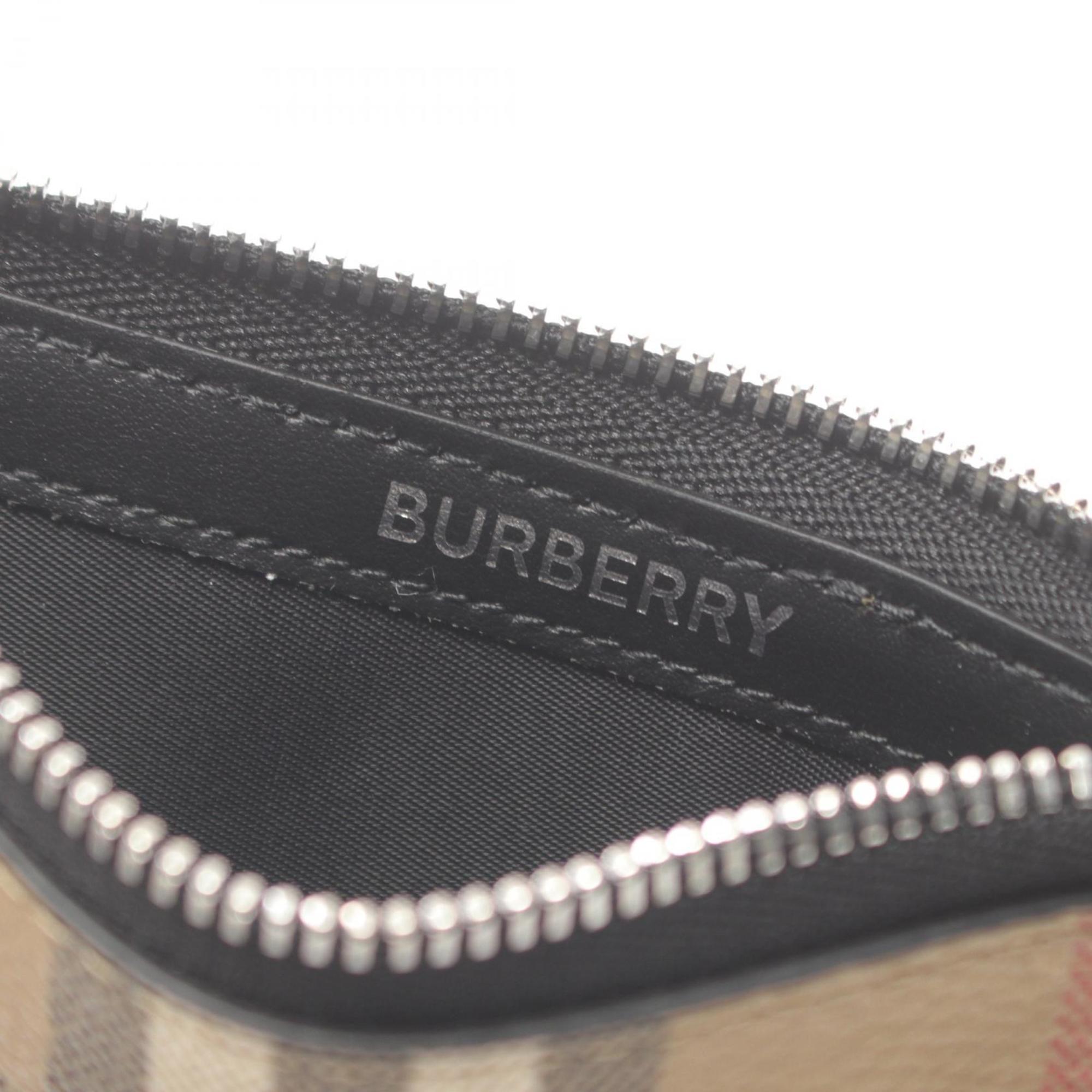 Burberry Check Wallet/Coin Case Wallet Coated Canvas Leather Men's Women's Beige Black Multicolor 8084166