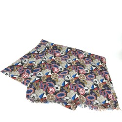 LOUIS VUITTON M70623 Etoile Allover LV League Stole Large Scarf Shawl Cotton Silk Men Women Multicolor