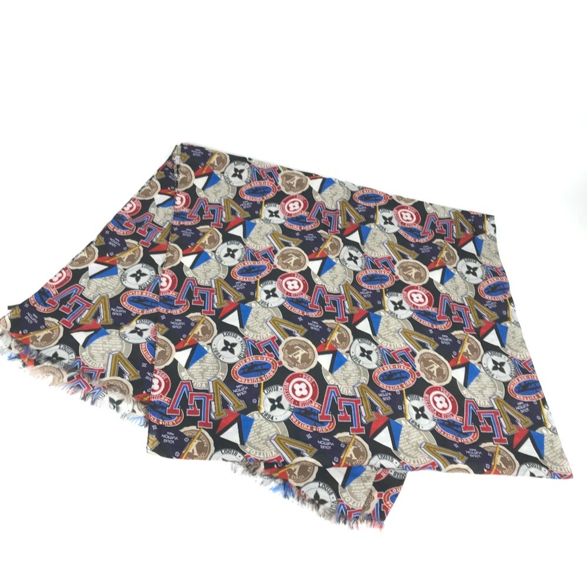 LOUIS VUITTON M70623 Etoile Allover LV League Stole Large Scarf Shawl Cotton Silk Men Women Multicolor