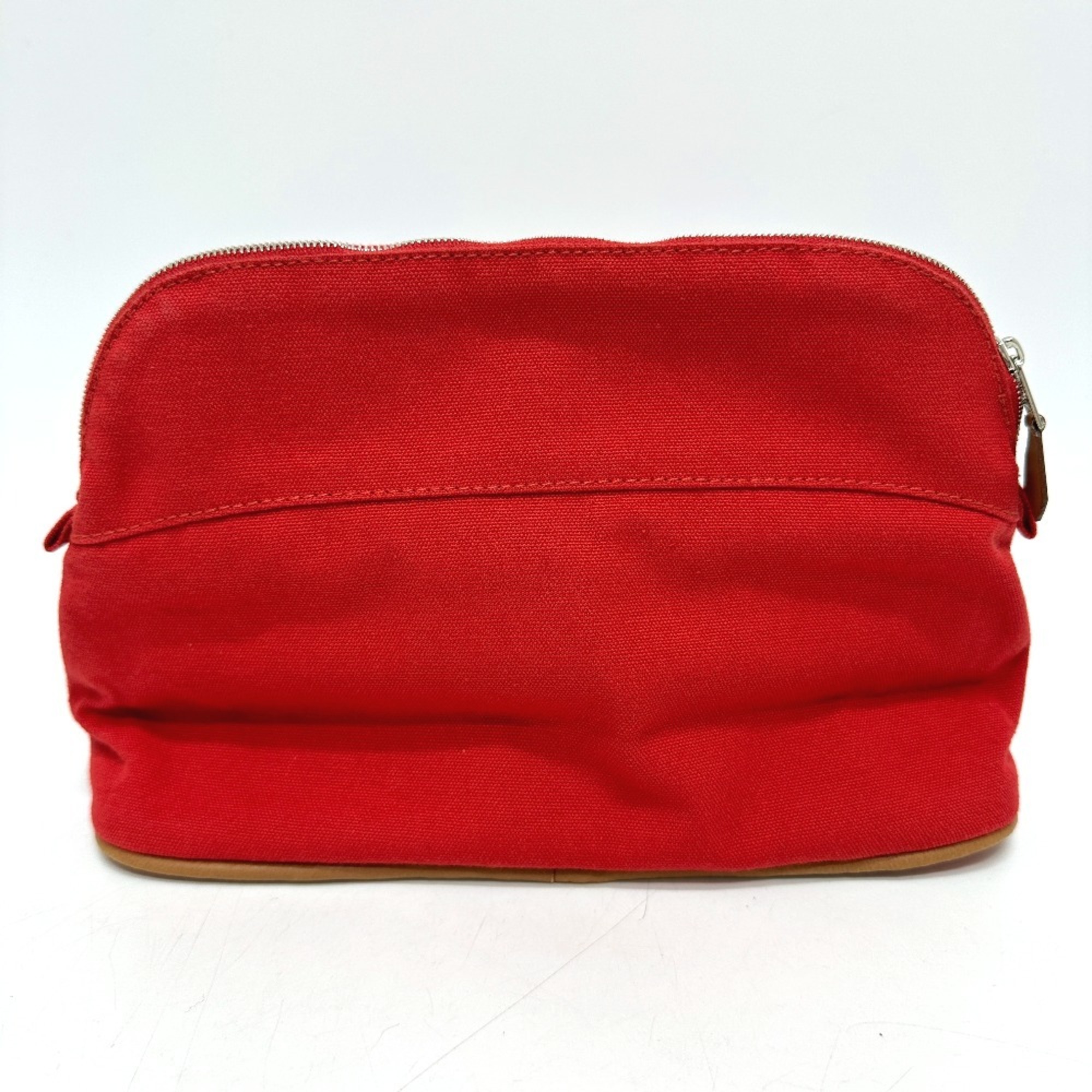 HERMES Bolide 25 Pouch Cotton Women's Red