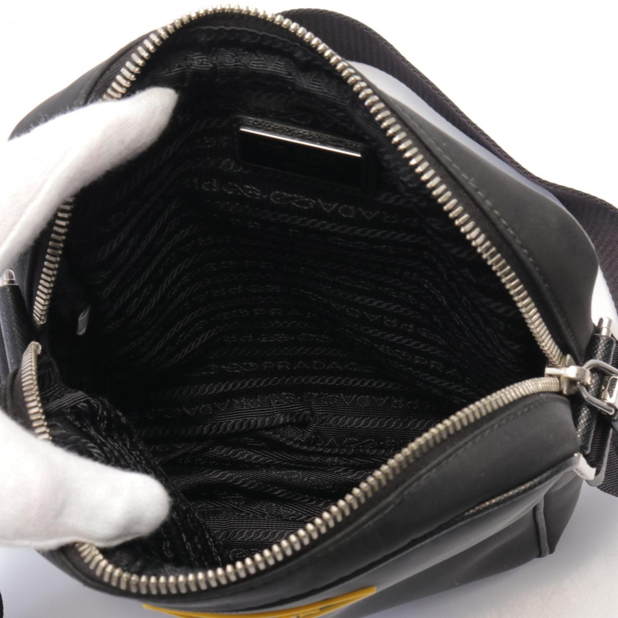 PRADA Shoulder Bag Nylon Leather Women's Black