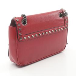 PRADA GLACE'CALF Shoulder Bag Leather Women's Red 1BD147