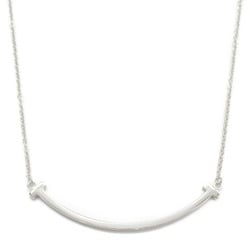 Tiffany & Co. T Smile Small Necklace, K18WG (White Gold), Women's, Silver