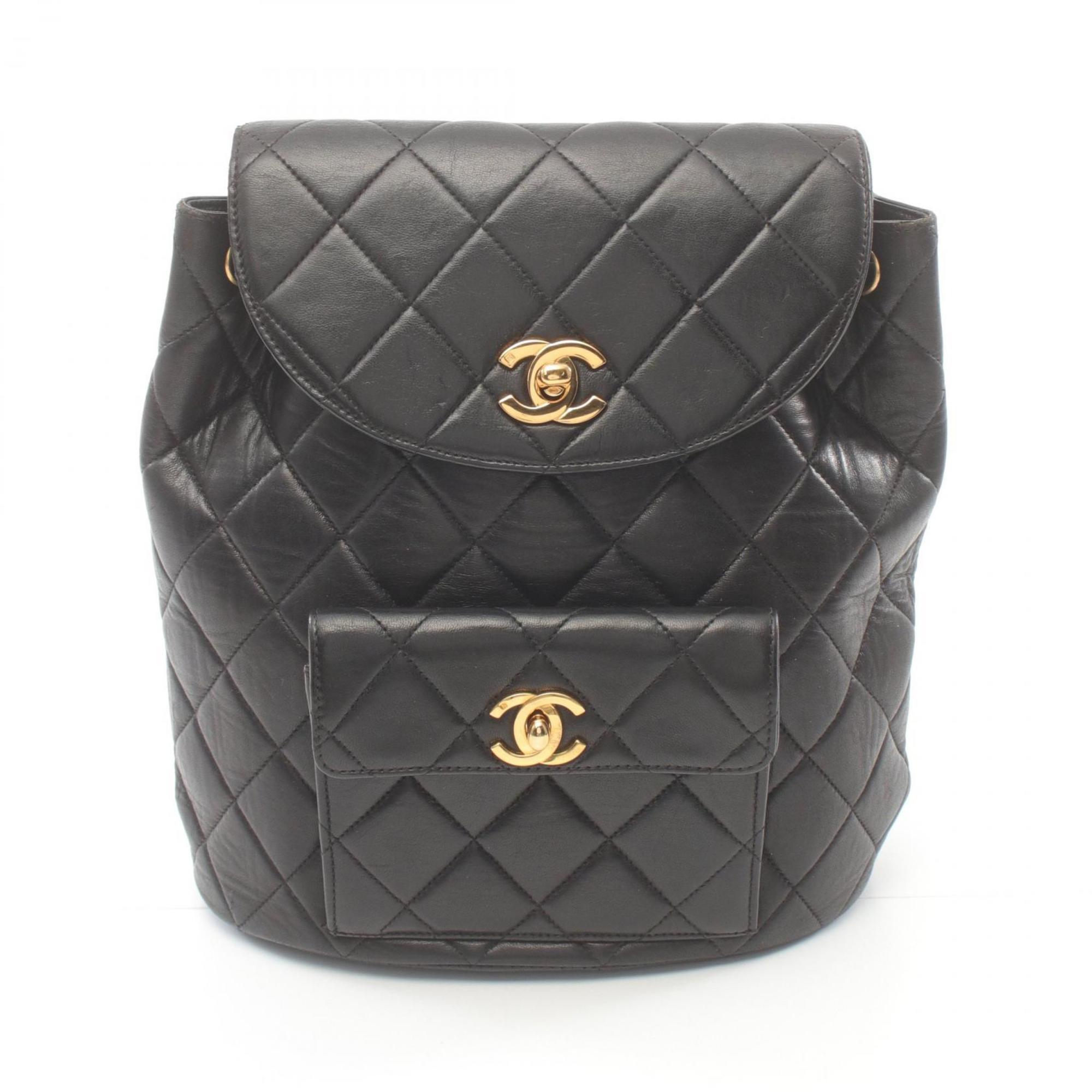 CHANEL Matelasse Rucksack Backpack Bag Lambskin (Sheepskin) Women's Black A10177