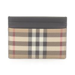 Burberry Check Business Card Holder/Card Case Coated Canvas Leather Men's Beige Black Multicolor 8084175