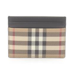 Burberry Check Business Card Holder/Card Case Coated Canvas Leather Men's Beige Black Multicolor 8084175