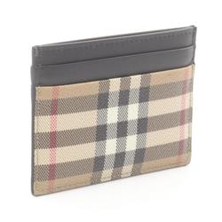 Burberry Check Business Card Holder/Card Case Coated Canvas Leather Men's Beige Black Multicolor 8084175