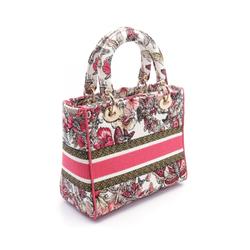 Christian Dior Dior Lady Handbag Canvas Bag Women's Pink White Multicolor