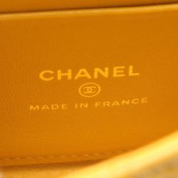 CHANEL Matelasse Chain Clutch Shoulder Bag Leather Women's Yellow AP2682