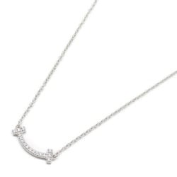 Tiffany & Co. T Smile Diamond Necklace, K18WG (White Gold), Diamond, Women's, Clear