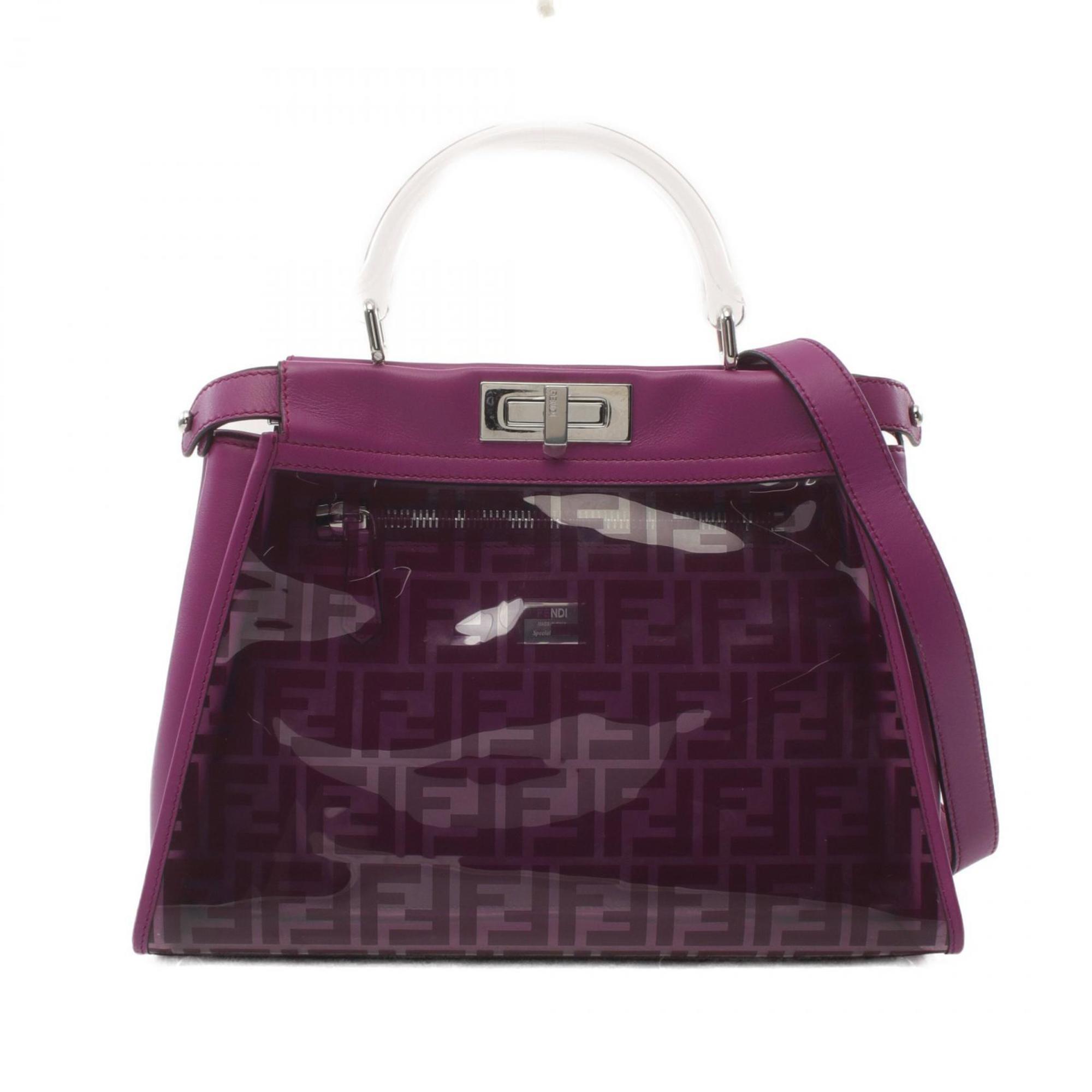 FENDI Peekaboo Regular Selleria Handbag Bag Vinyl Leather Women's Purple 8BN290