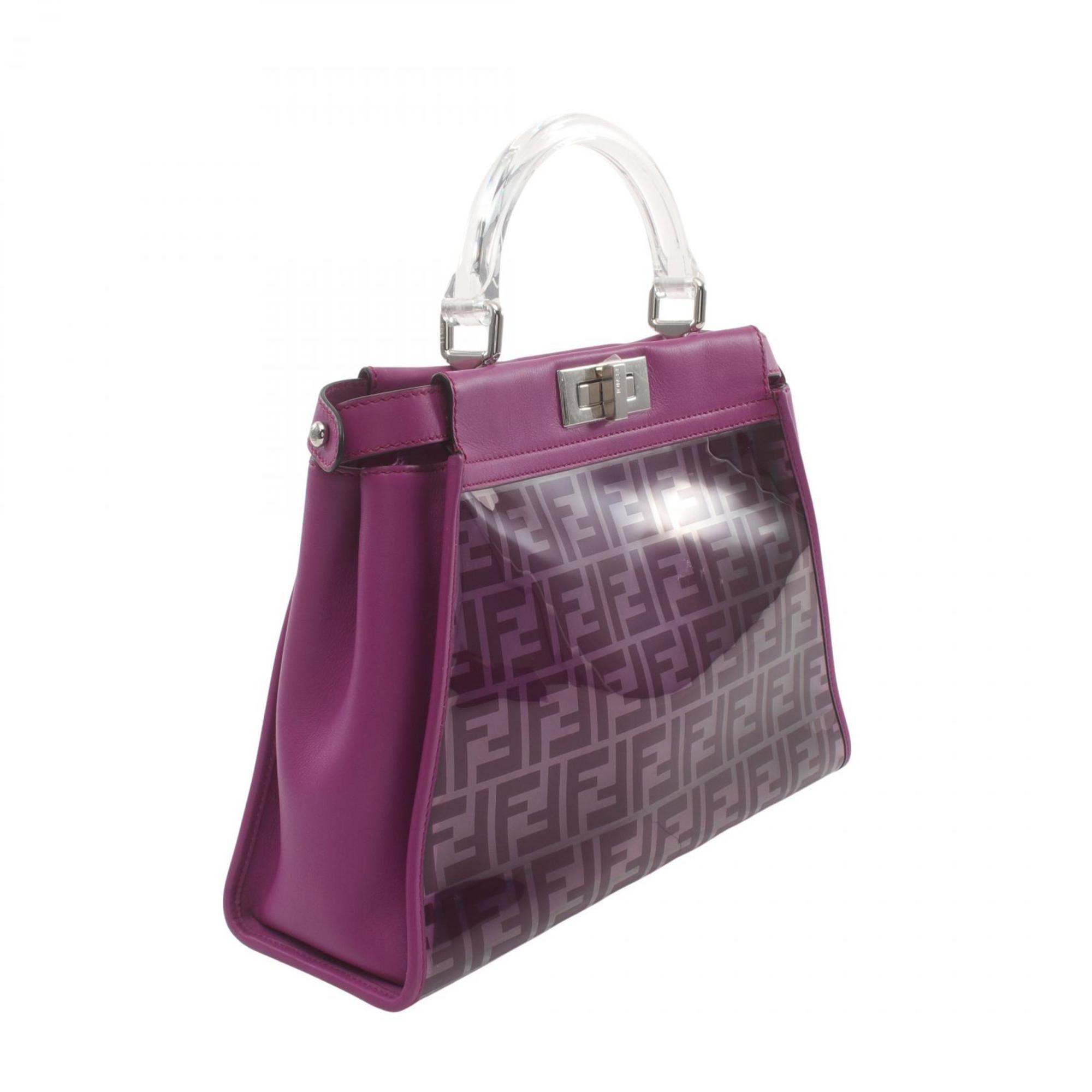 FENDI Peekaboo Regular Selleria Handbag Bag Vinyl Leather Women's Purple 8BN290