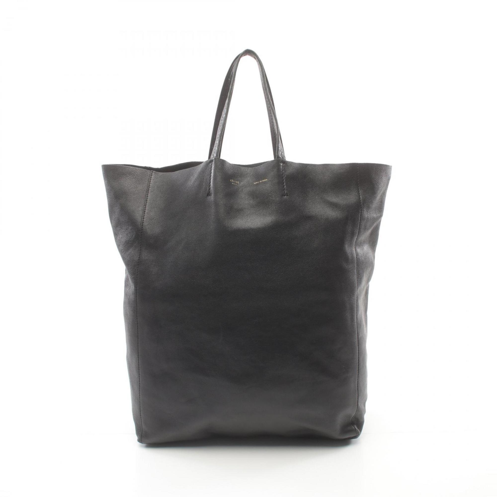 CELINE Vertical Cabas Tote Bag Leather Women's Black 164403