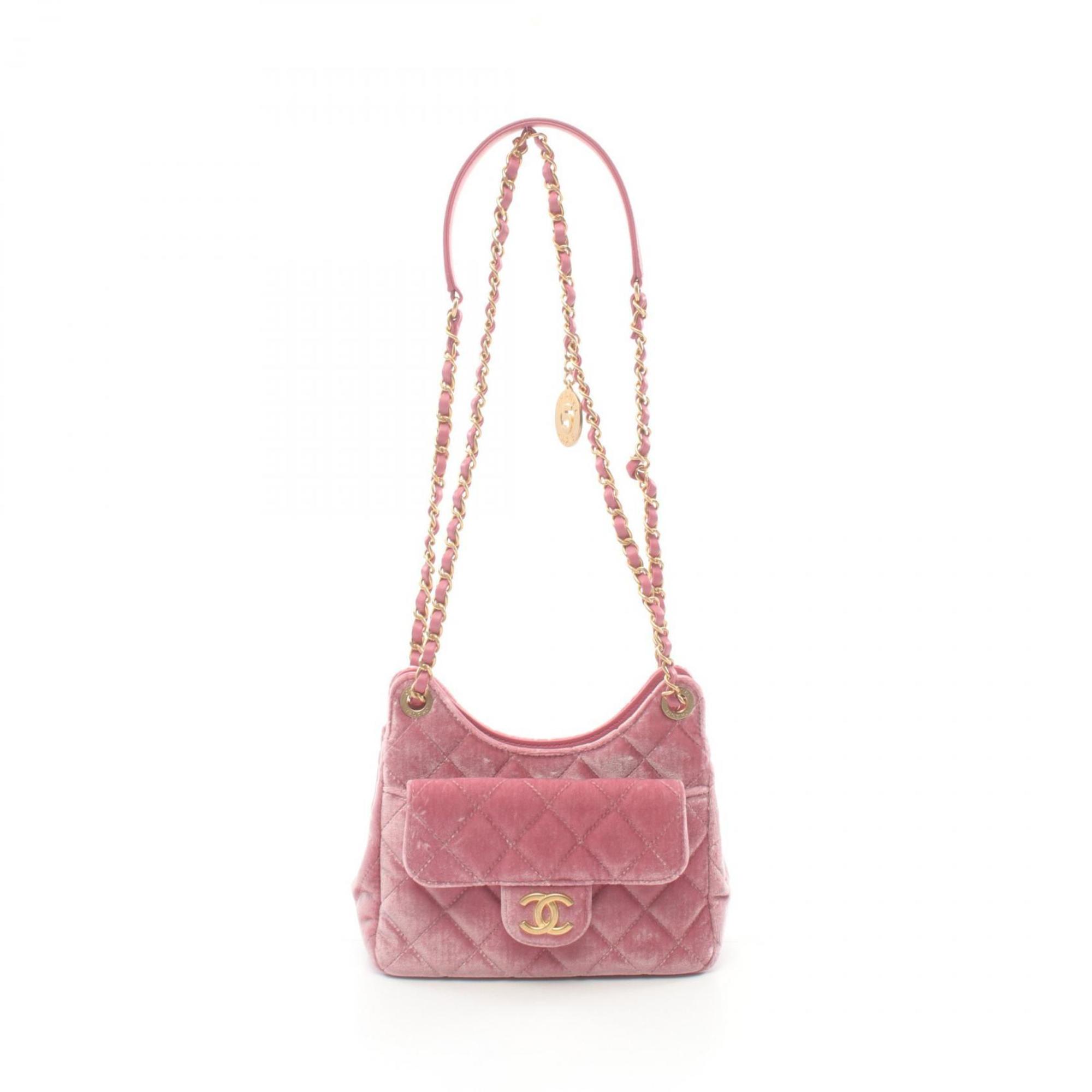 CHANEL Matelasse Small Hobo Bag Shoulder Fabric Leather Women's Pink AS4323