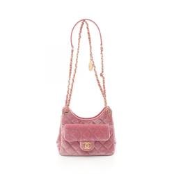 CHANEL Matelasse Small Hobo Bag Shoulder Fabric Leather Women's Pink AS4323