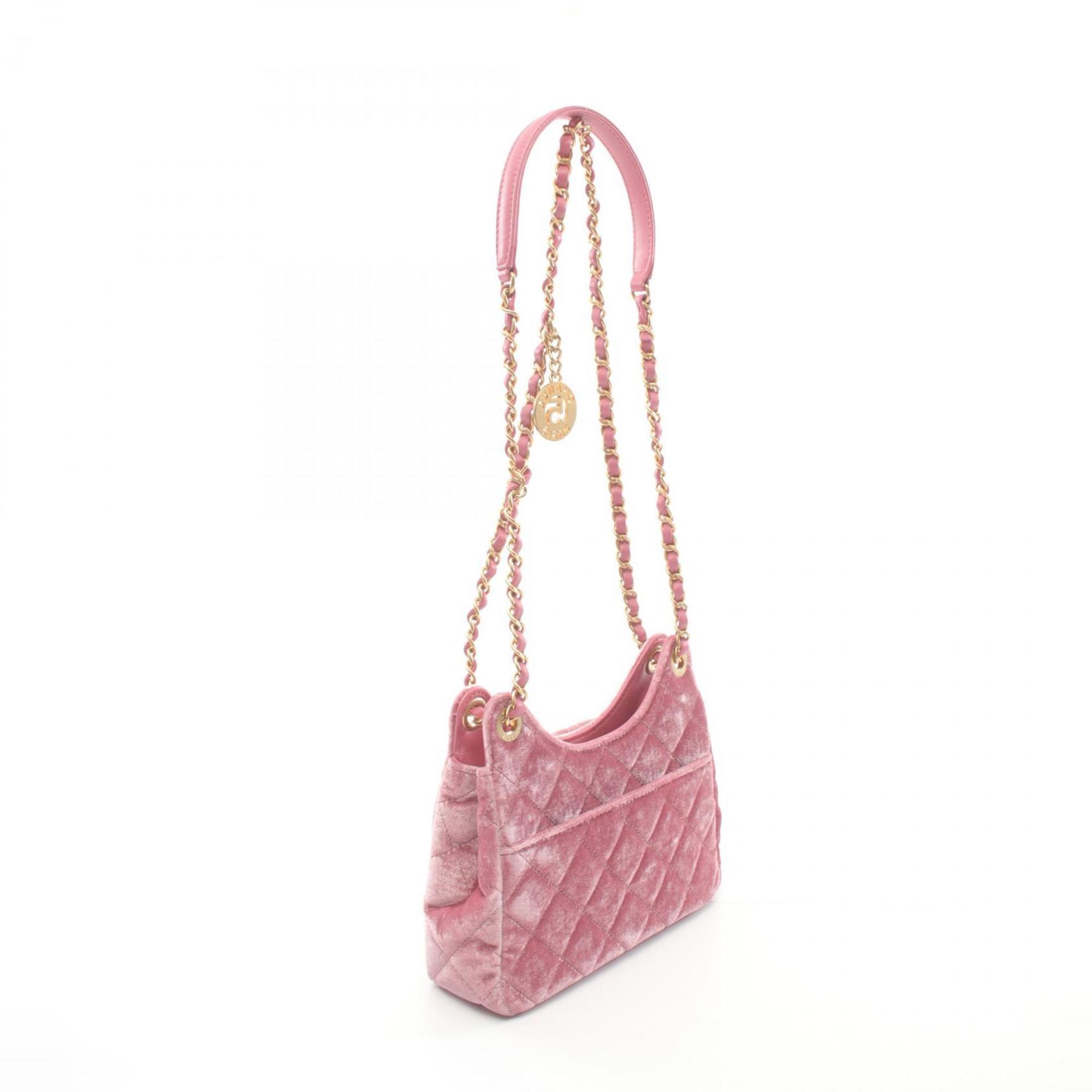 CHANEL Matelasse Small Hobo Bag Shoulder Fabric Leather Women's Pink AS4323