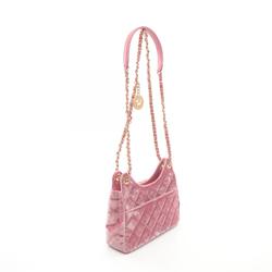 CHANEL Matelasse Small Hobo Bag Shoulder Fabric Leather Women's Pink AS4323