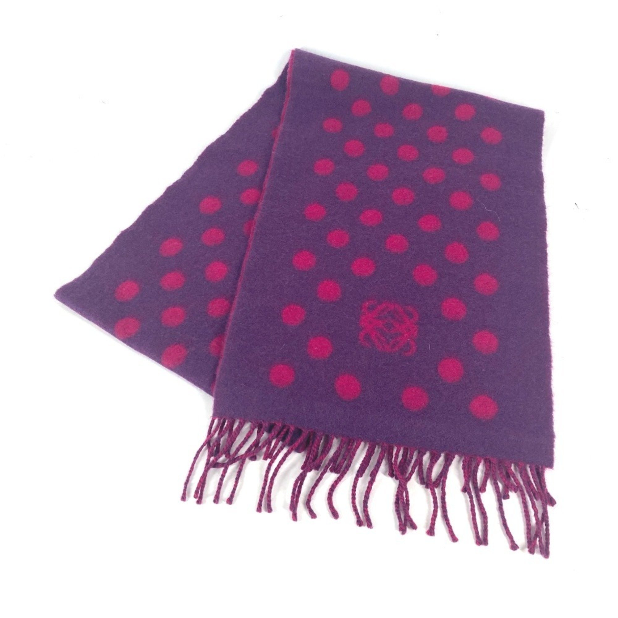 LOEWE Anagram Dot Polka Scarf Wool Angora Women's Pink