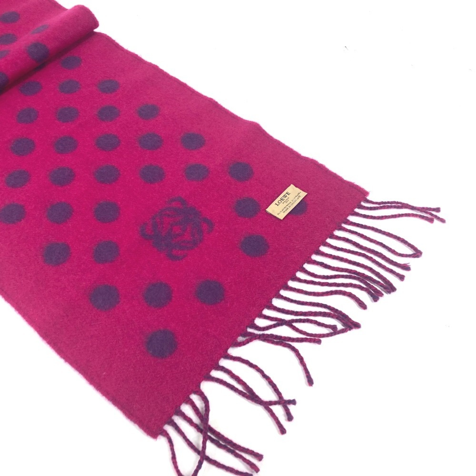 LOEWE Anagram Dot Polka Scarf Wool Angora Women's Pink