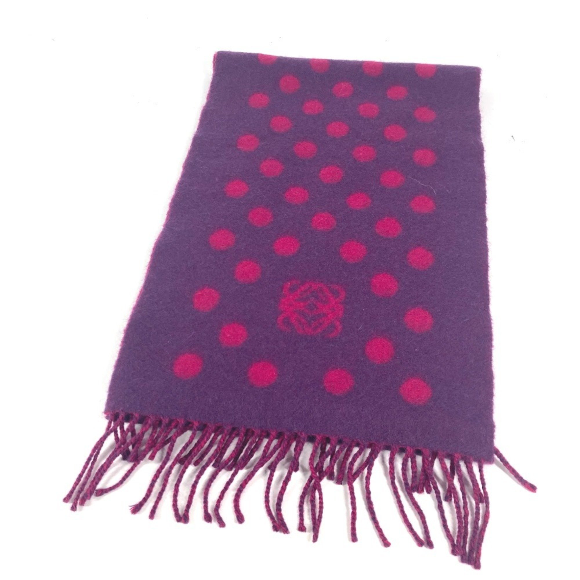 LOEWE Anagram Dot Polka Scarf Wool Angora Women's Pink