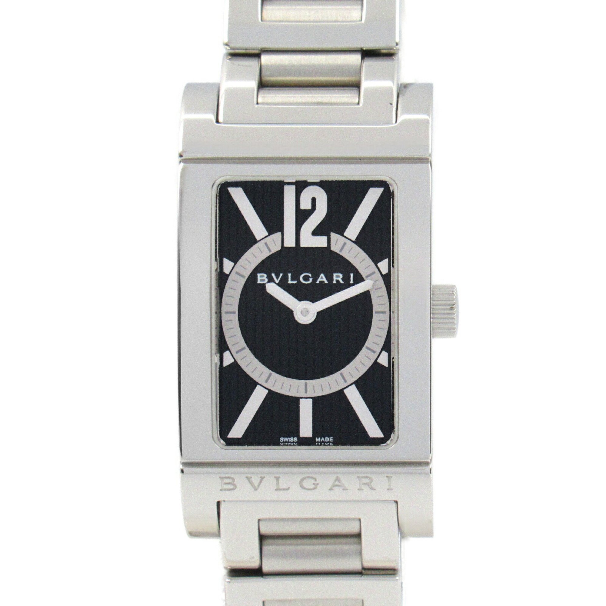 BVLGARI Rettangolo Watch Stainless Steel Ladies Black RT39S