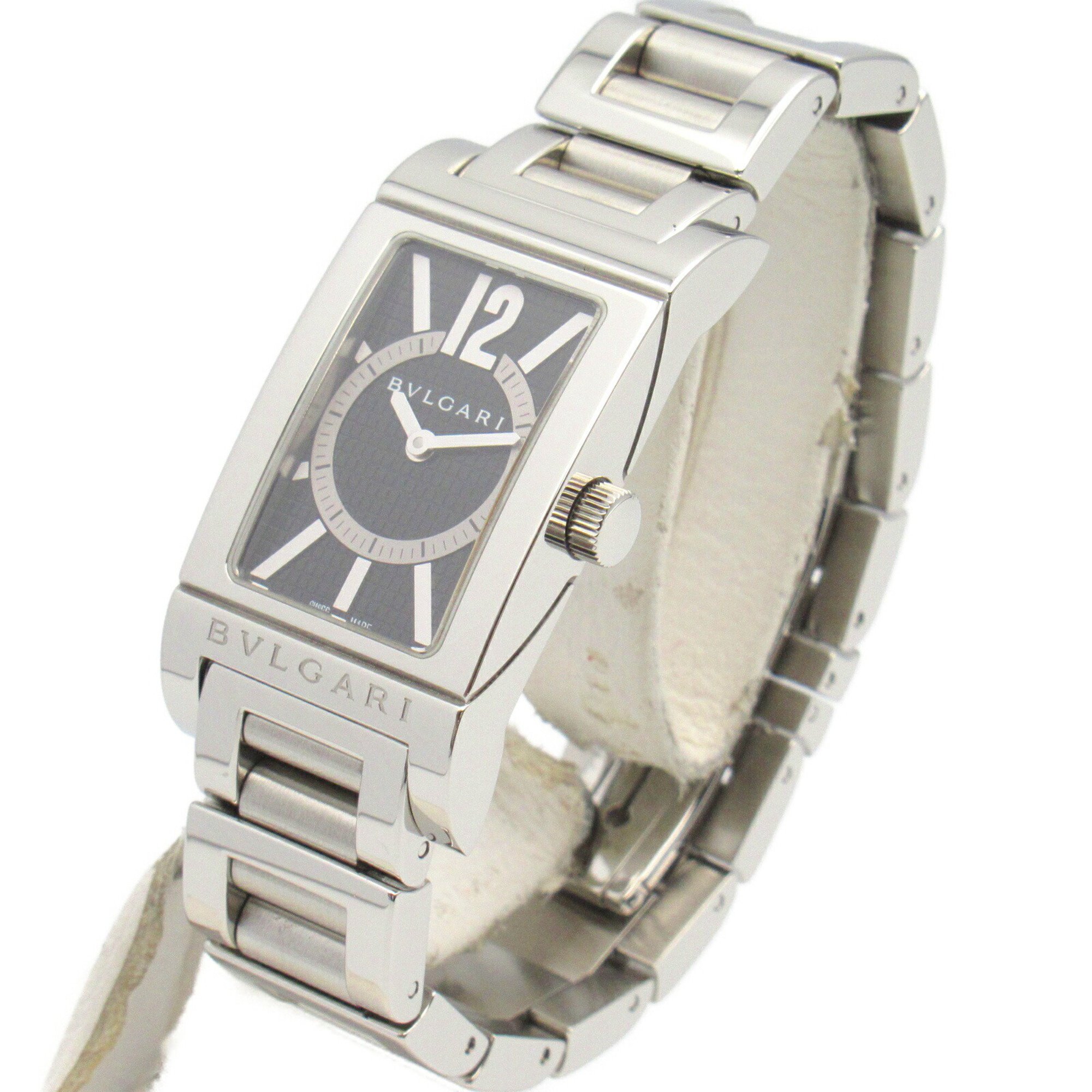 BVLGARI Rettangolo Watch Stainless Steel Ladies Black RT39S