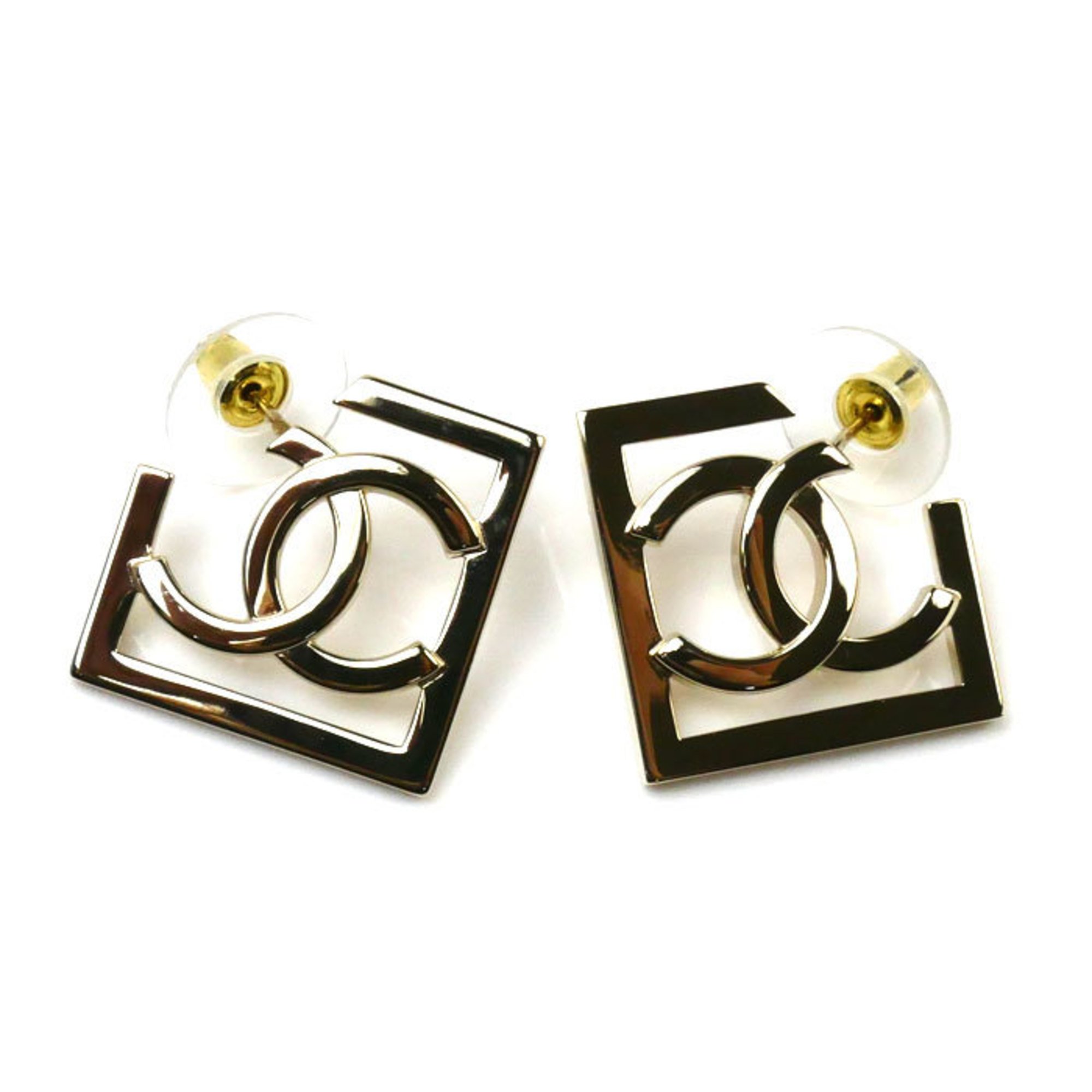 CHANEL Metal Coco Mark Square Earrings ABB739 for Women