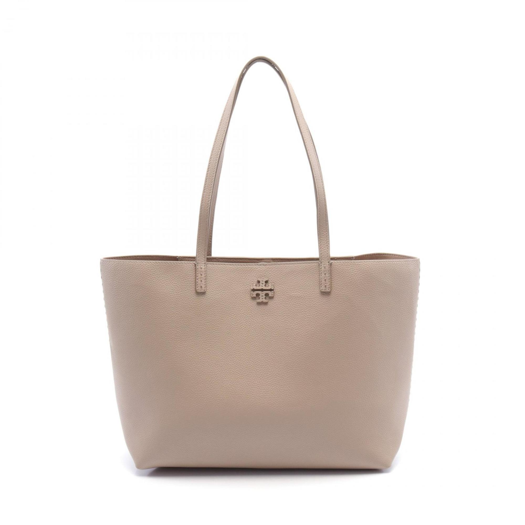 Tory Burch MCGRAW Tote Bag Leather Women's Beige 152221200