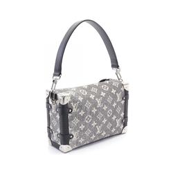 Louis Vuitton LOUIS VUITTON Side Trunk Monogram Jacquard Denim Shoulder Bag Leather Women's Gray Black M21460