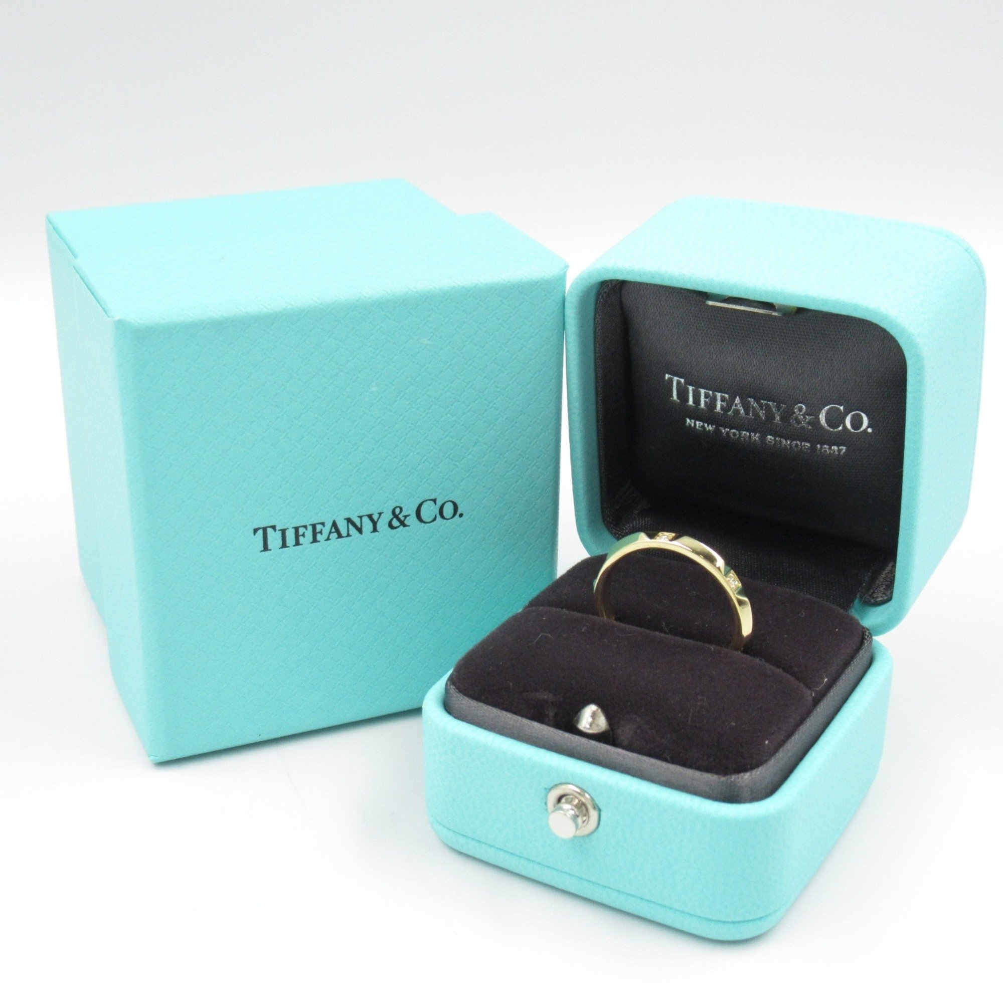 Tiffany & Co. True Band 6P Diamond Ring, K18 (Yellow Gold), Diamond, Women's, Clear