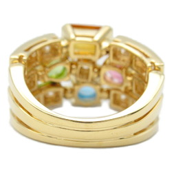 BVLGARI Allegra 3 Row Ring Topaz Peridot Citrine Tourmaline K18 (Yellow Gold) Diamond Women's Multicolor Clear