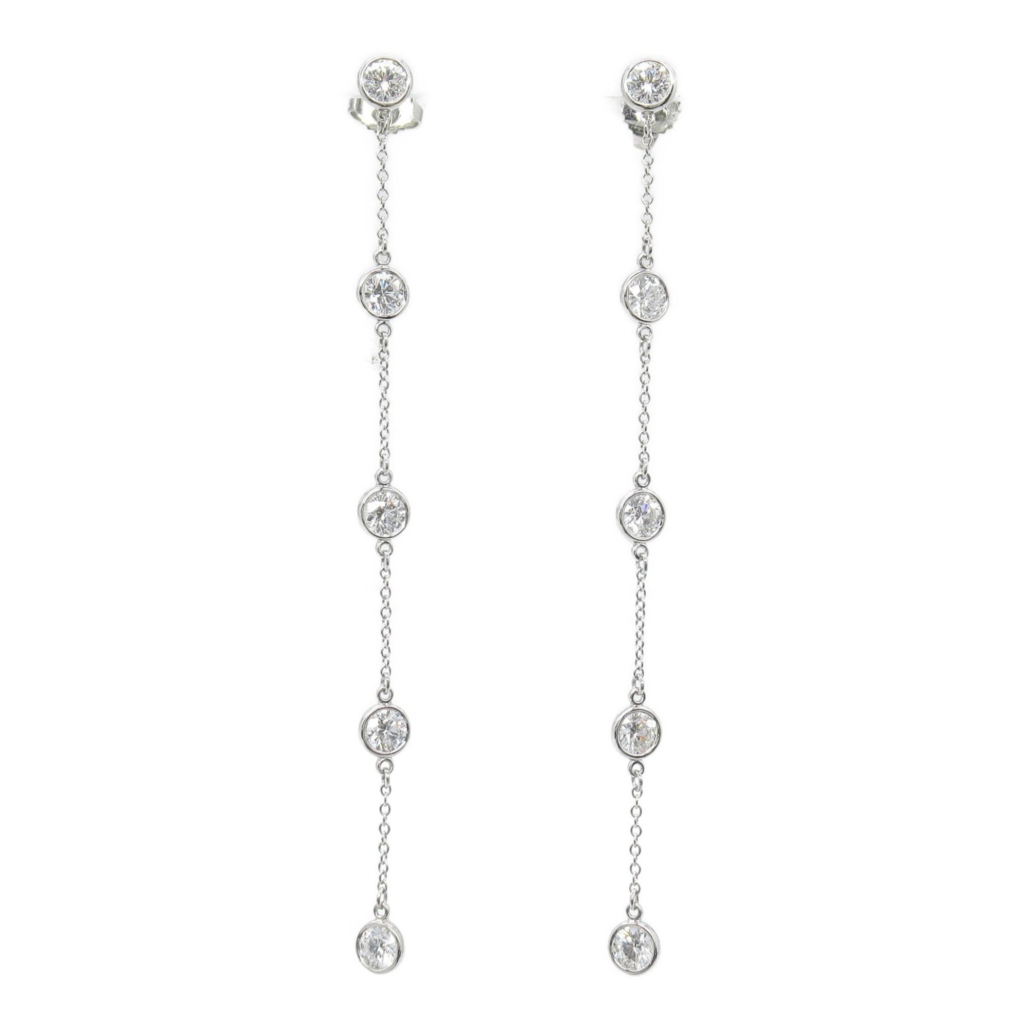 Tiffany & Co. By the Yard Swing Drop Earrings, Pt950 Platinum, Diamond, Women's, Clear