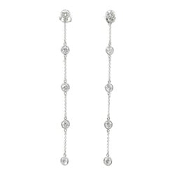 Tiffany & Co. By the Yard Swing Drop Earrings, Pt950 Platinum, Diamond, Women's, Clear