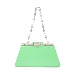 FENDI Peekaboo Cut Medium Shoulder Bag Leather Women's Green 8BN340