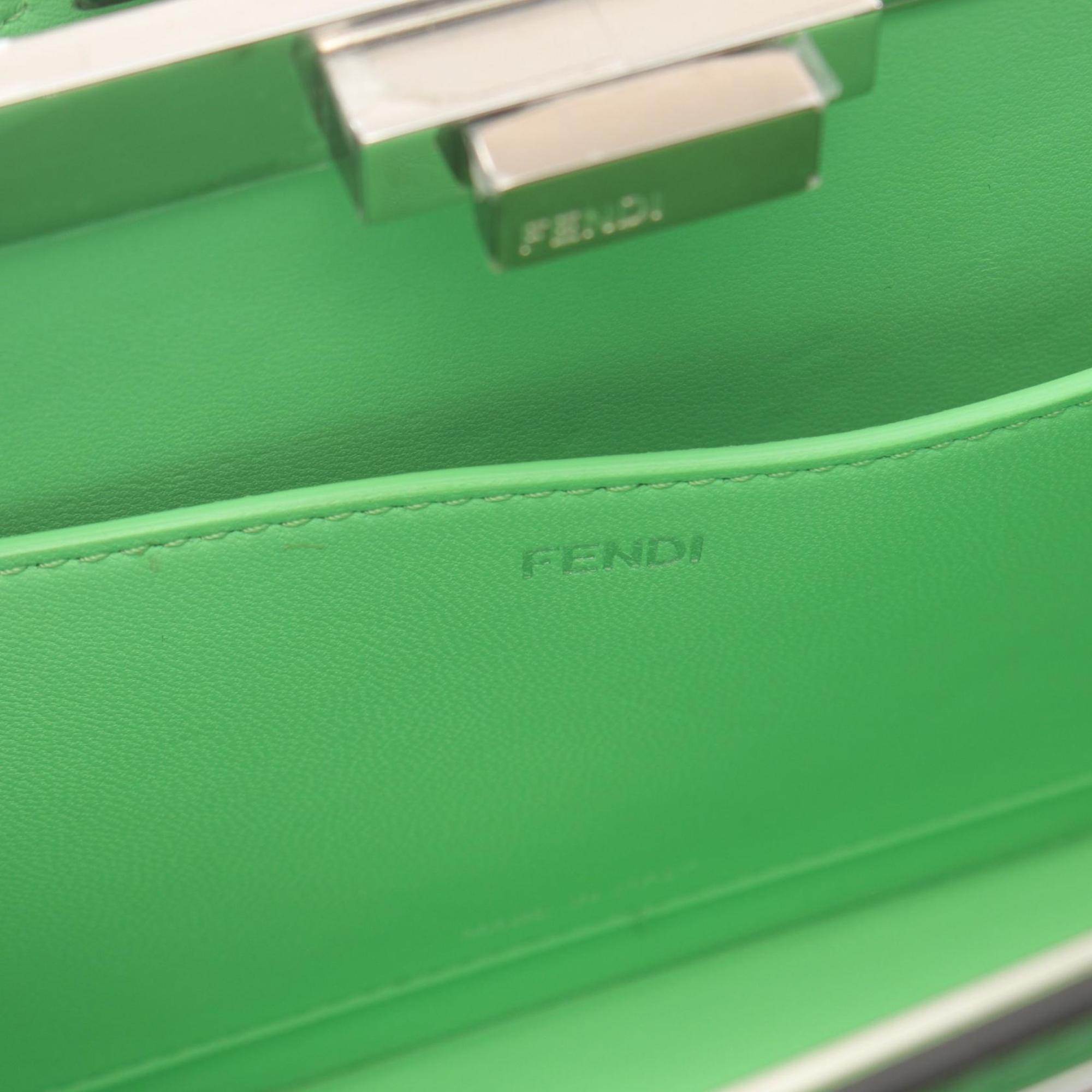 FENDI Peekaboo Cut Medium Shoulder Bag Leather Women's Green 8BN340