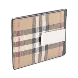 Burberry Check Business Card Holder/Card Case Coated Canvas Leather Men's Beige Black Multicolor 8084170