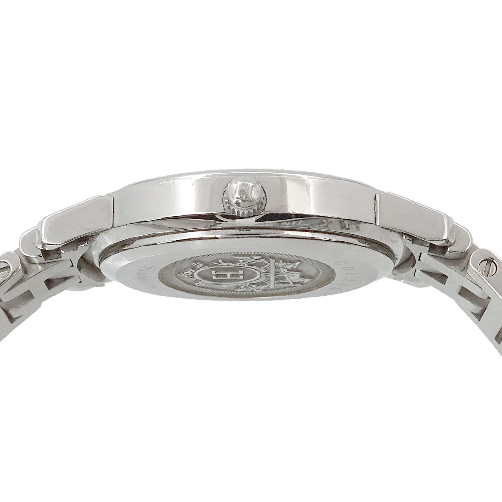 Hermes HERMES Clipper Nacle Oval CO1 230 Ladies' Watch Diamond Bezel White Shell Quartz