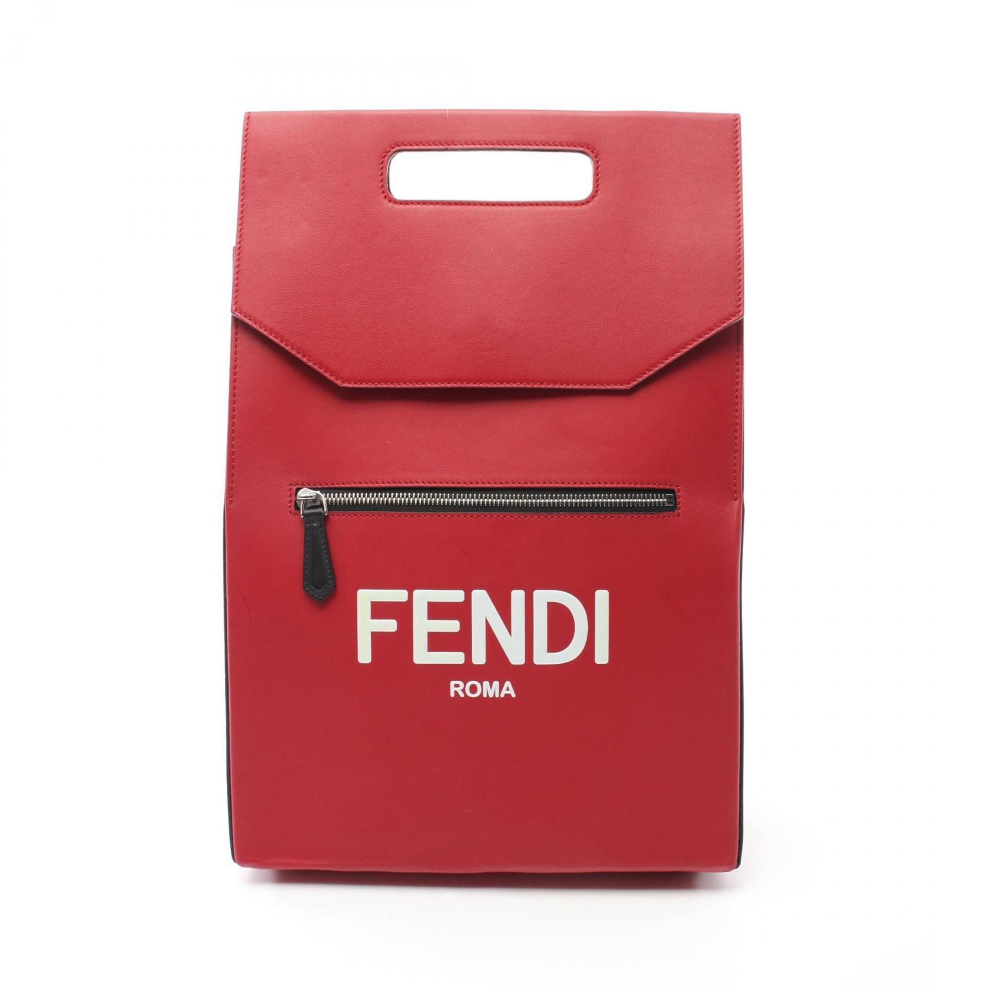 FENDI ROMA Rucksack Backpack Bag Leather Men's Red 7VZ060