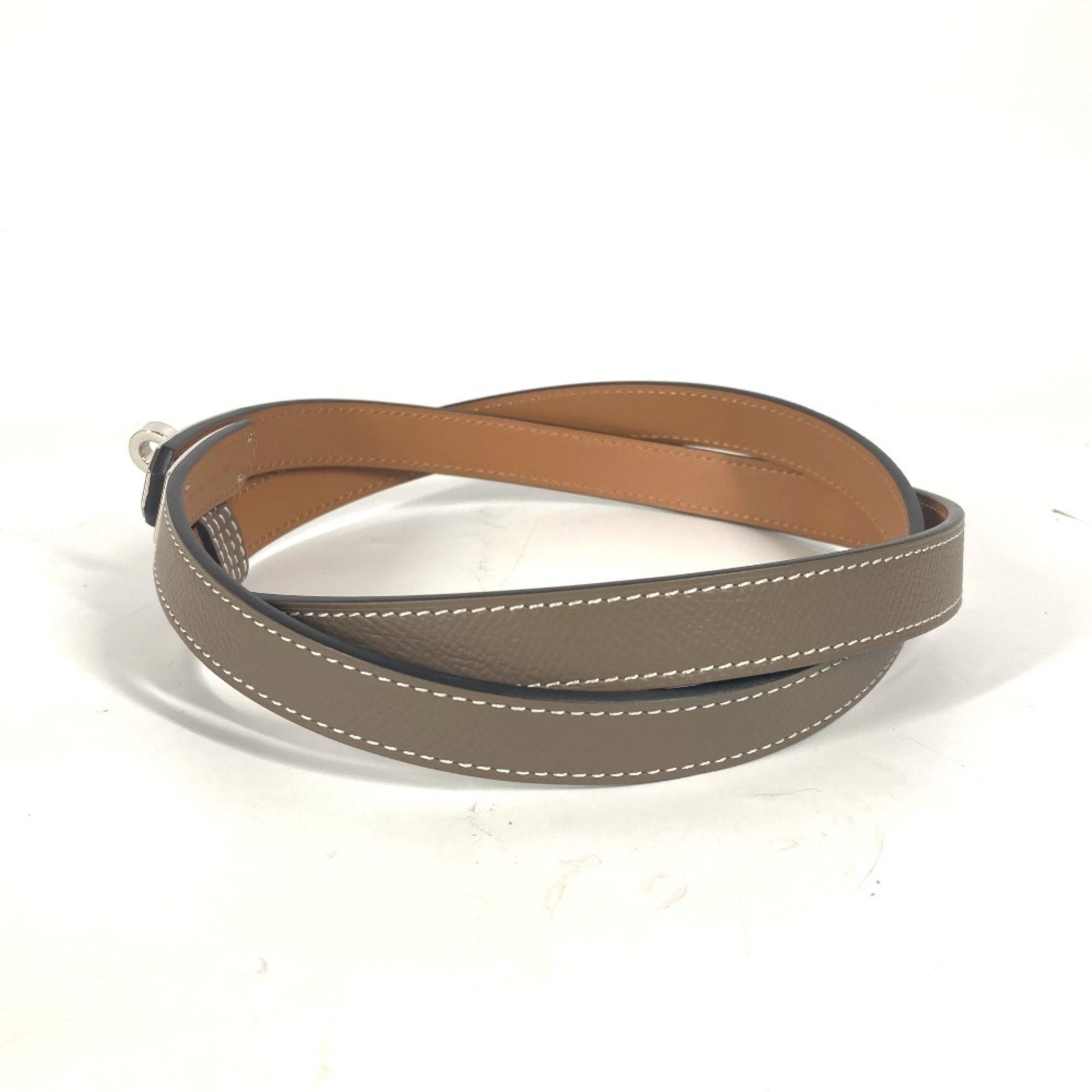 HERMES Hermes Thin Belt Kelly Epson Women's Etoupe Beige